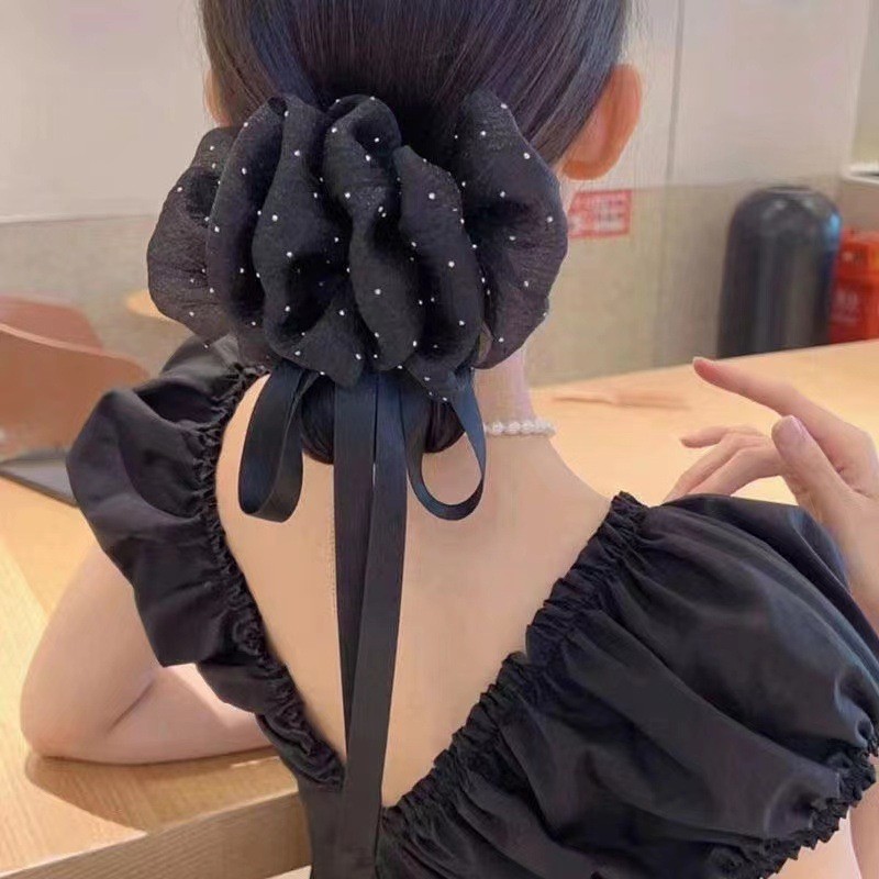 กิ๊บติดผม ผ้าตาข่าย ลายจุด ประดับโบว์ แฟชั่นฤดูใบไม้ผลิ สําหรับผู้หญิง 2024