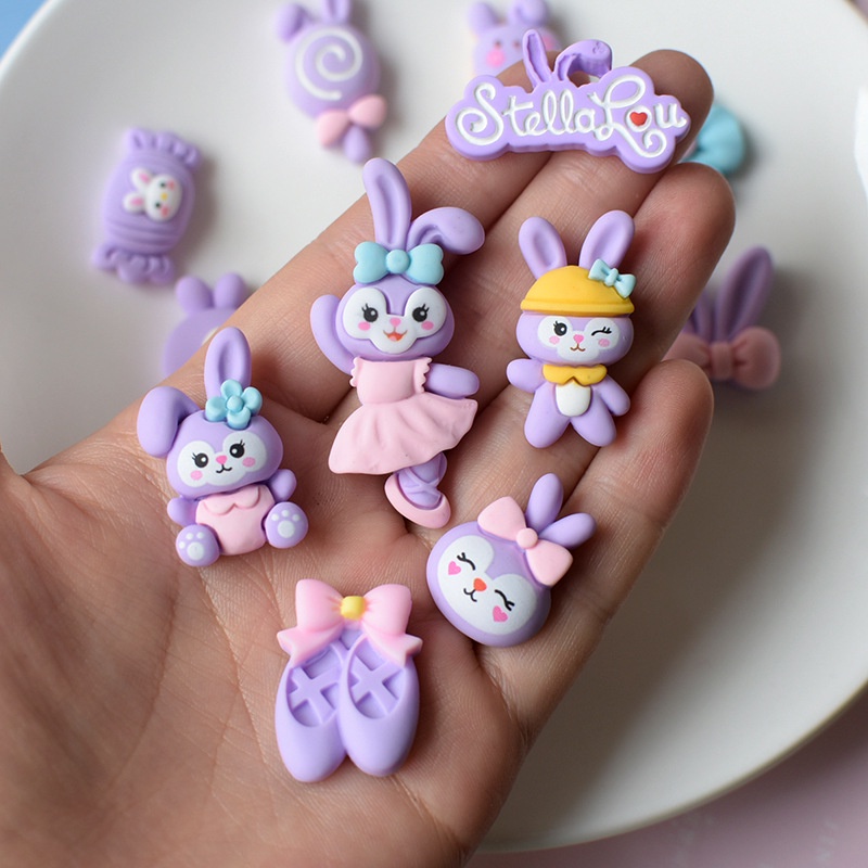 กิ๊บติดผม รูปการ์ตูนกระต่าย 10 ชิ้น สําหรับตกแต่งโทรศัพท์มือถือ Diy