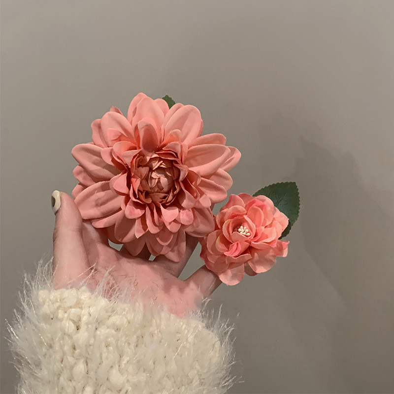 กิ๊บติดผม รูปดอกคามิเลีย แฮนด์เมด สีชมพู สไตล์เรโทร สําหรับท่องเที่ยว