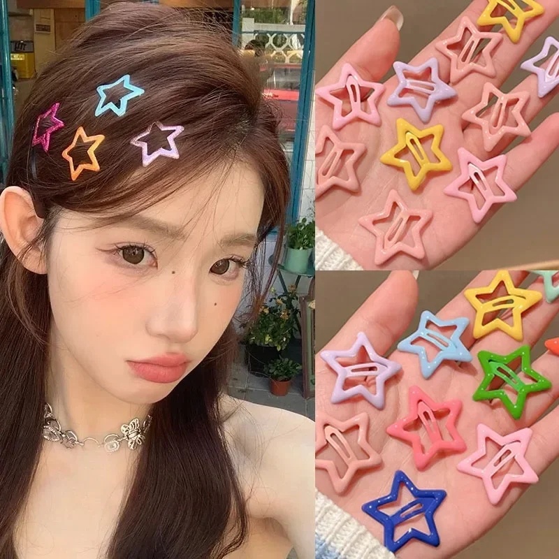 กิ๊บติดผม รูปดาวห้าแฉก น่ารัก หลากสี สไตล์เกาหลี 10 ชิ้น Y2K สําหรับผู้หญิง