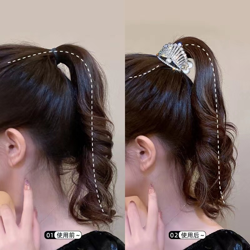 กิ๊บติดผม รูปมงกุฎ ประดับไข่มุก พลอยเทียม หรูหรา เหมาะกับของขวัญ สําหรับผู้หญิง