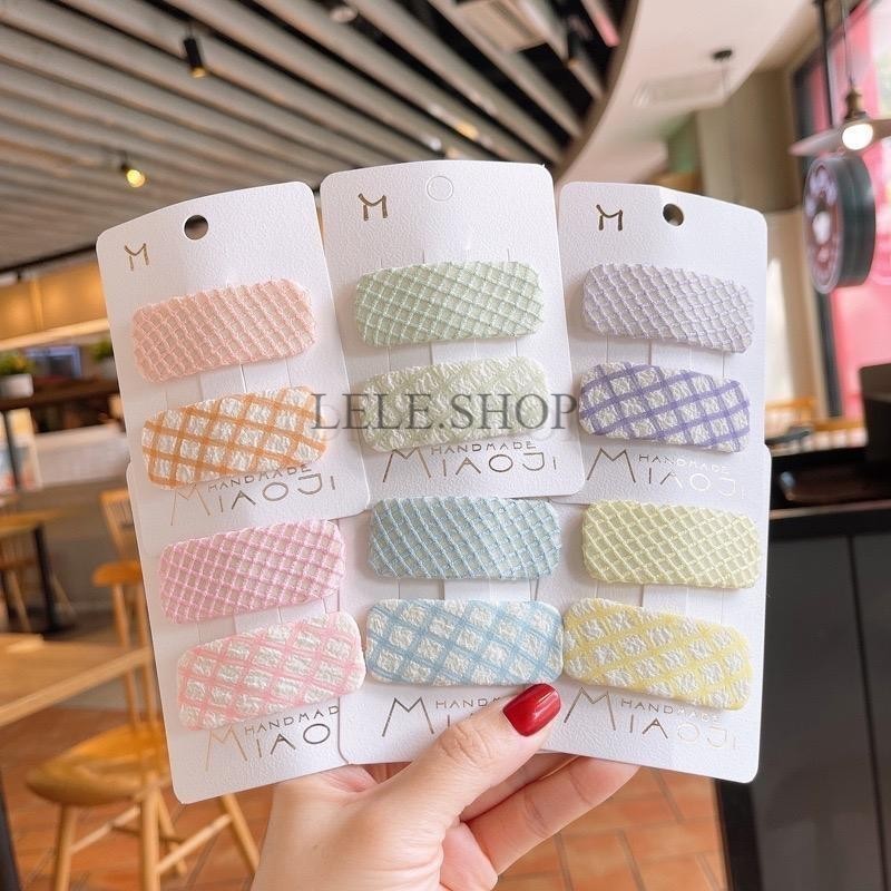 กิ๊บติดผม ลายสก๊อต สีพื้น สีมาการอง สไตล์เกาหลี สําหรับเด็กผู้หญิง พร้อมส่งในไทย
