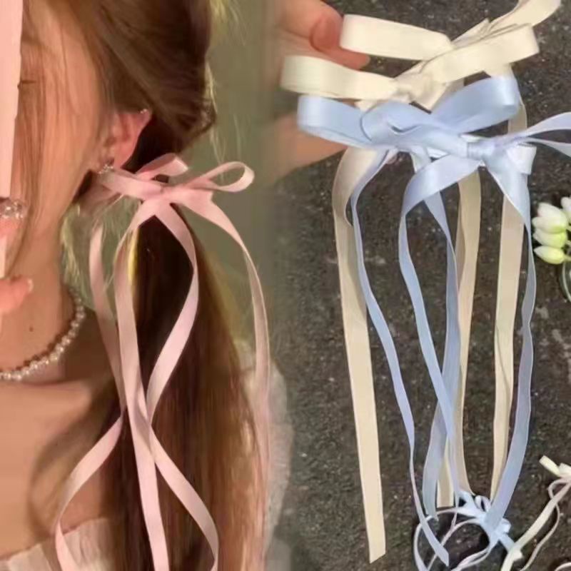 กิ๊บติดผมริบบิ้น ประดับโบว์ ประดับพู่ยาว สวยงาม เพื่อความสวยงาม แฟชั่นสําหรับผู้หญิง