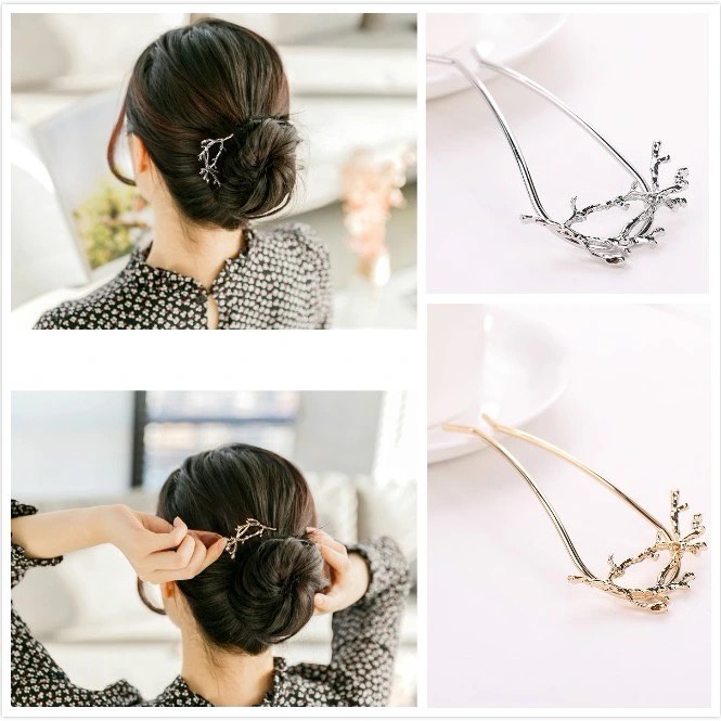 กิ๊บติดผมรูปตัว U ประดับไข่มุก Rhinestone รูปตัวยูสง่างาม