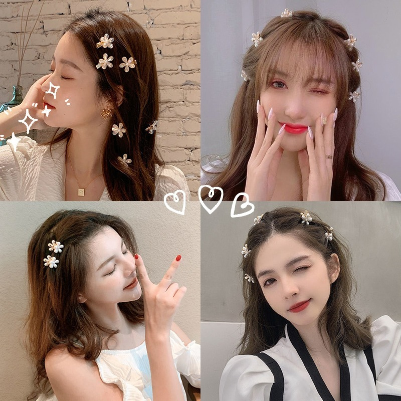 กิ๊บติดผมลายดอกไม้ประดับมุกสไตล์เกาหลีสําหรับผู้หญิง