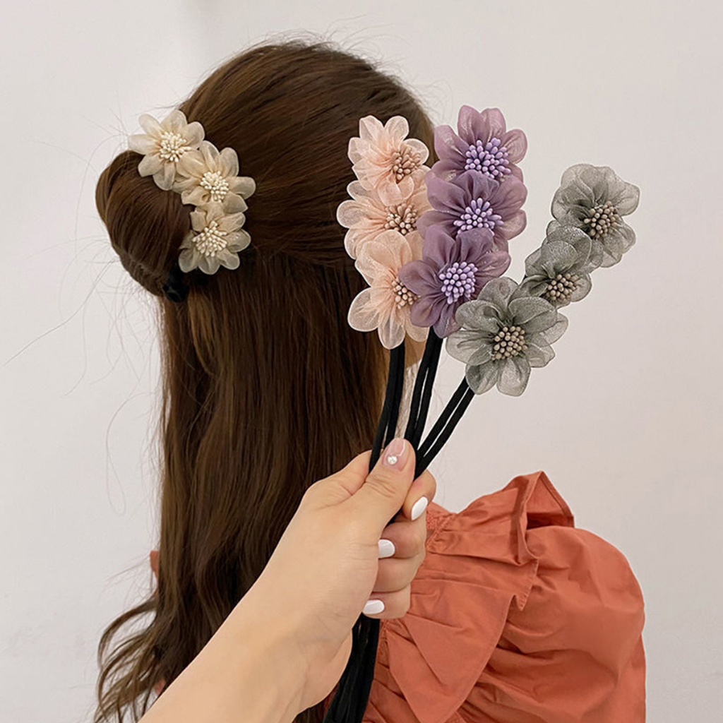 กิ๊บสไตล์เกาหลี สําหรับผู้หญิงที่ชอบ DIY ลูกไม้ + ดอกไม้ เป็นขดลวด  hair accessories