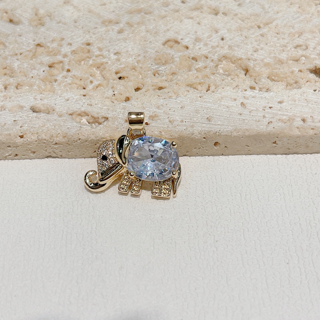 ขายดี ใหม่ สร้อยคอ สร้อยข้อมือ ชุบทองแดง 18K จี้รูปช้างน่ารัก DIY