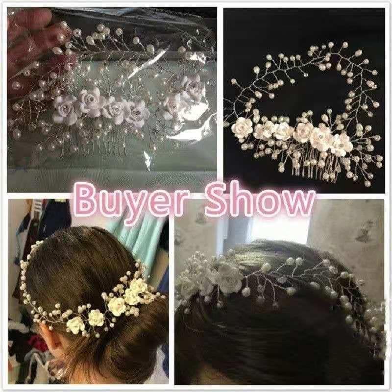 ครื่องประดับผม เทียร่า หวีสับดอกไม้ ประดับมุกเทียม