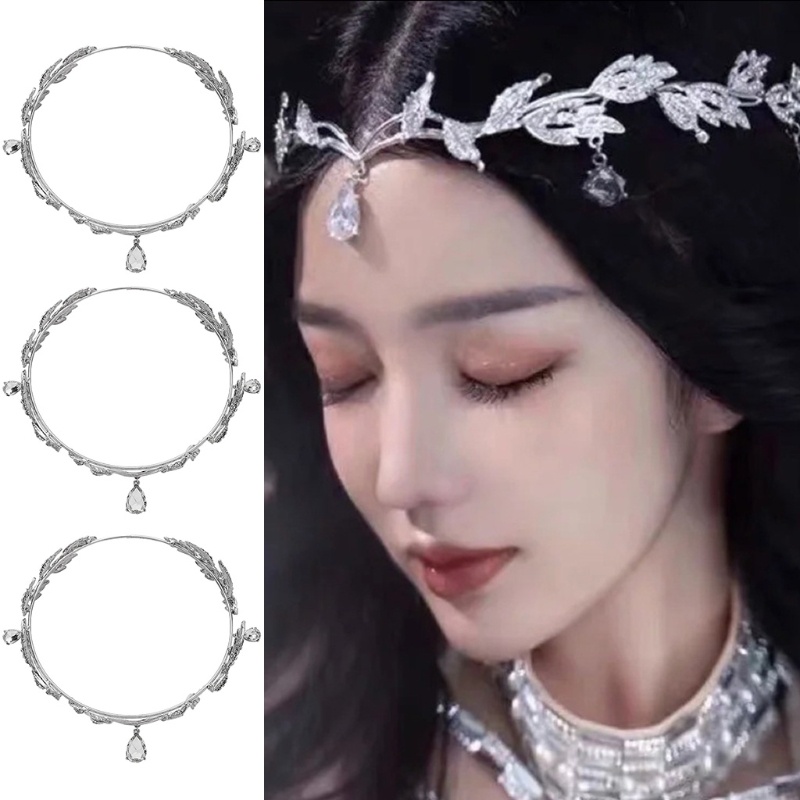 งานแต่งงานเจ้าสาวหน้าผาก Tiara คาดศีรษะคริสตัลใบผมเครื่องประดับมงกุฎนางฟ้า