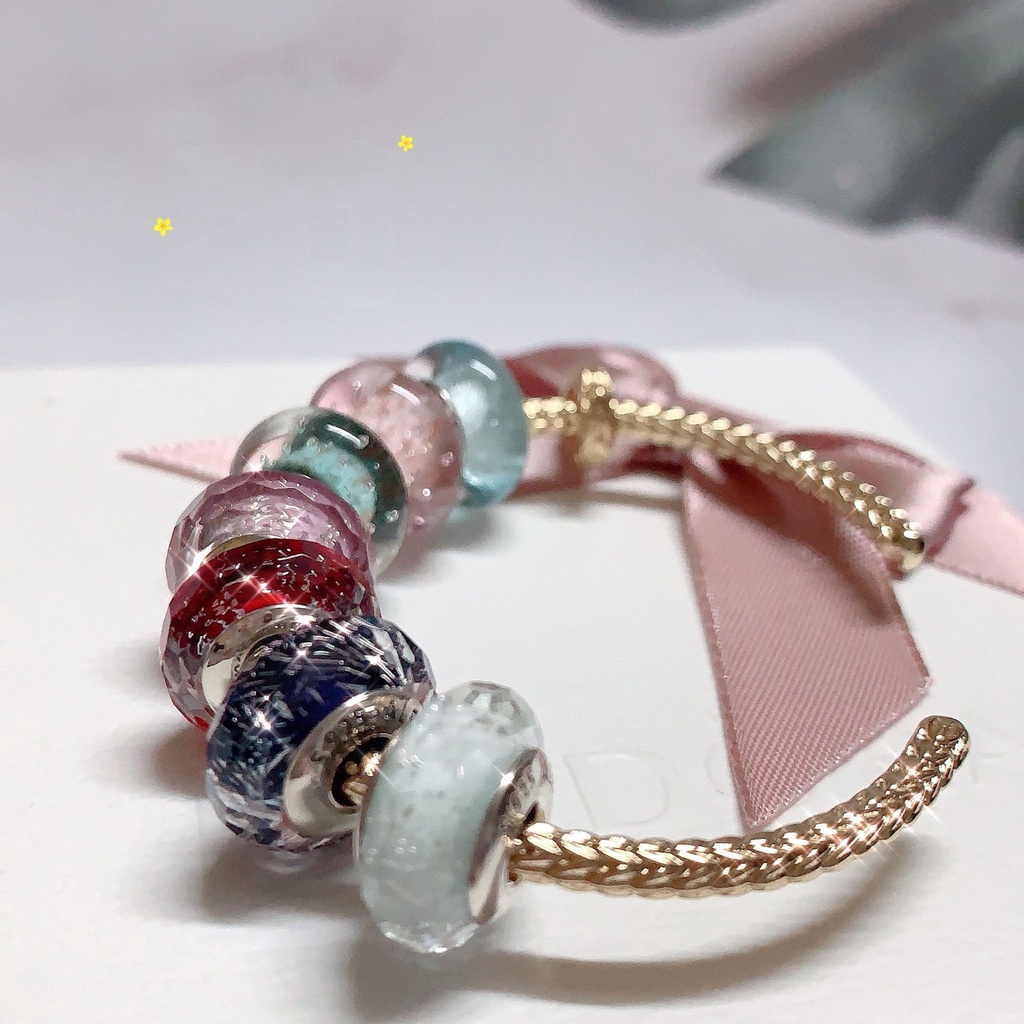 จี้คริสตัลมูราโน่ เงิน 925 สีชมพู สีเขียว สีฟ้า สีแดง สีดํา สีขาว