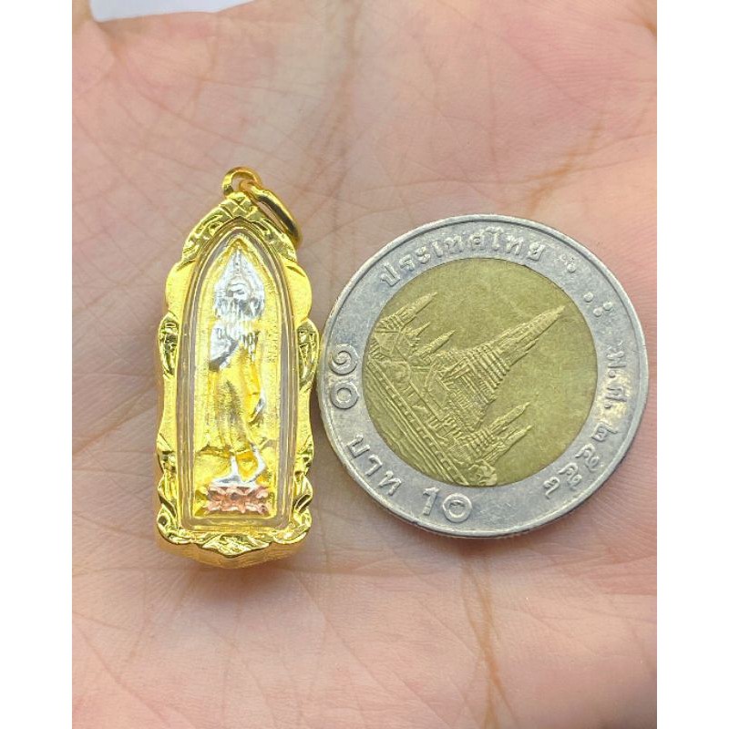 จี้พระทุ่งเศรษฐี(พระปางลีลา)กรอบทองหุ้ม96.5มีเก็บปลายทาง