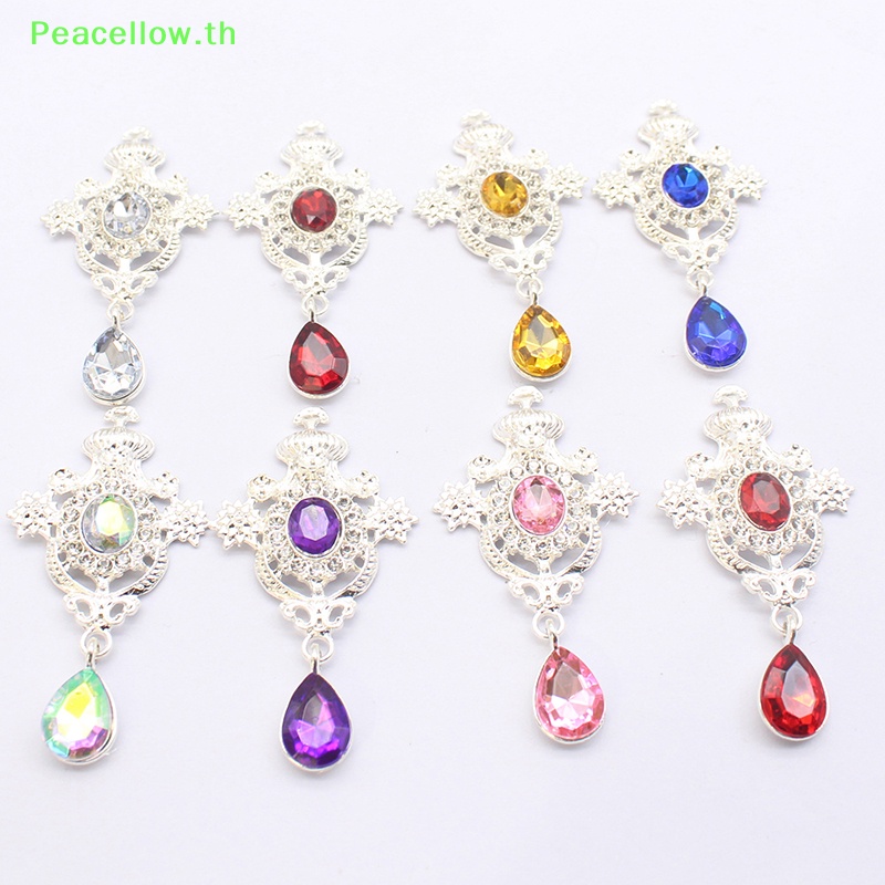 จี้รูปไข่ ประดับเพชร รูปผีเสื้อ สีเหลือง สําหรับตกแต่งขวดไวน์ DIY TH