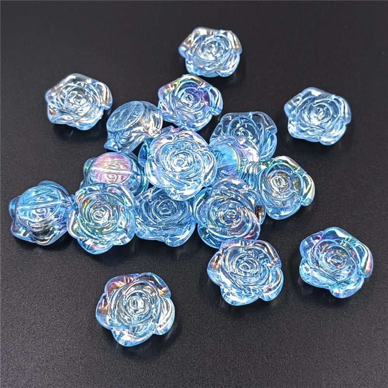 จี้ลูกปัดดอกกุหลาบ AB สีเมจิก สําหรับทําเครื่องประดับ สร้อยข้อมือ สร้อยคอ DIY 10 ชิ้น
