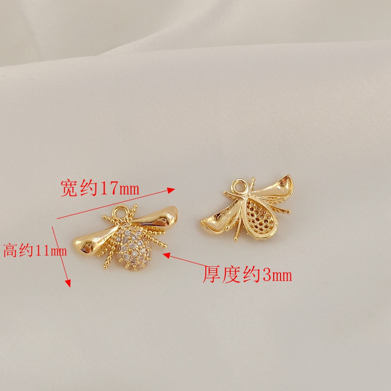จี้สร้อยคอ สร้อยข้อมือ ประดับเพทาย รูปผึ้งน้อย ชุบทอง 14k เครื่องประดับแฮนด์เมด DIY