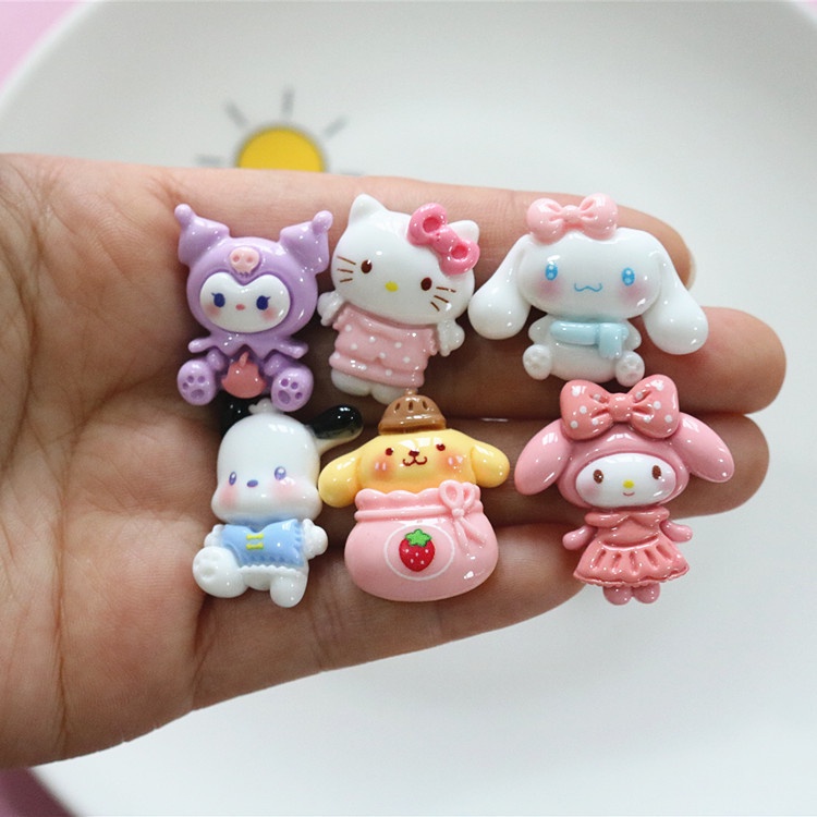 จี้เรซิ่น รูปซานิโร่น่ารัก แวววาว สําหรับทําเครื่องประดับ DIY 10 ชิ้น