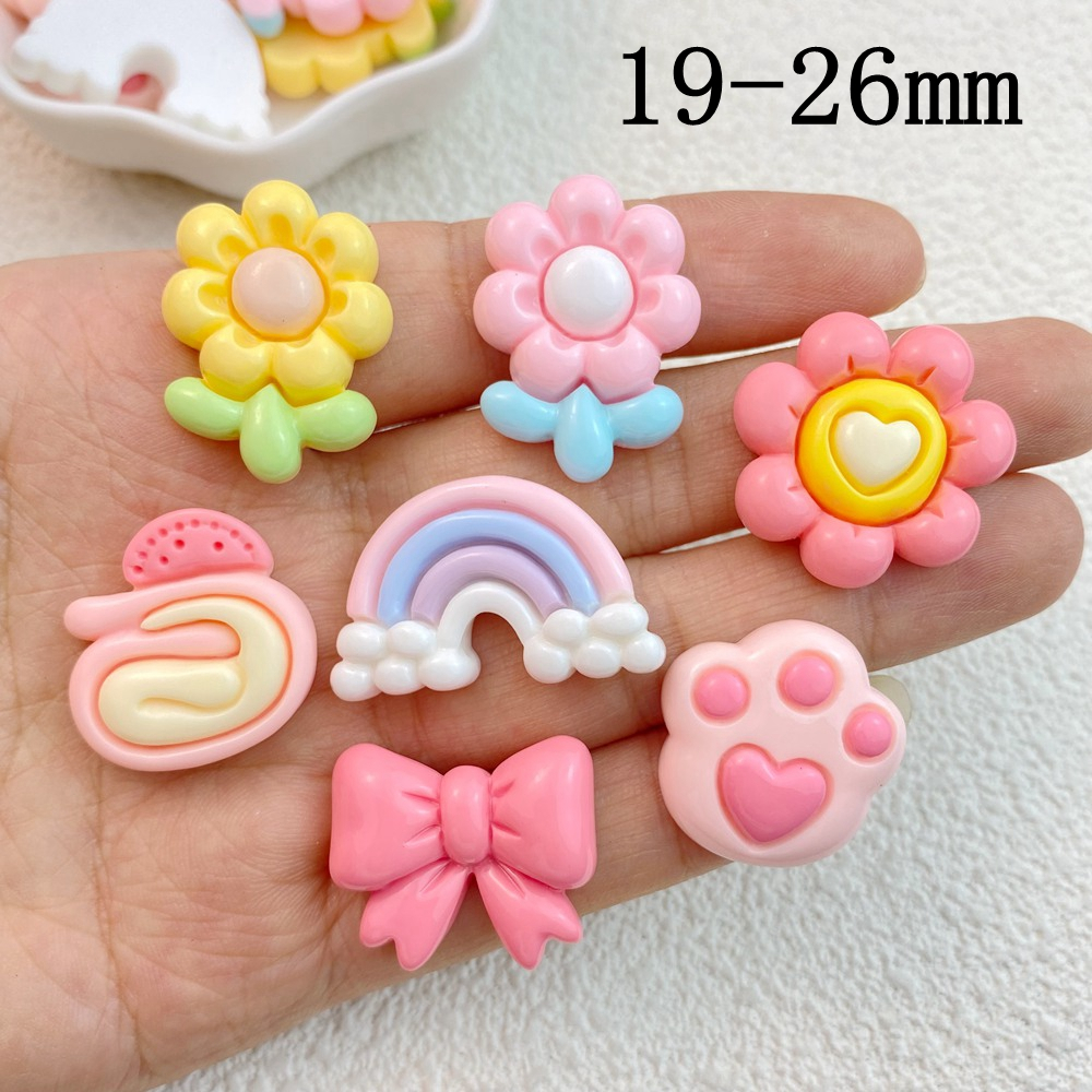 จี้เรซิ่น รูปอุ้งเท้าแมว และหมี สีรุ้ง สําหรับตกแต่งเค้ก จํานวน 10 ชิ้น