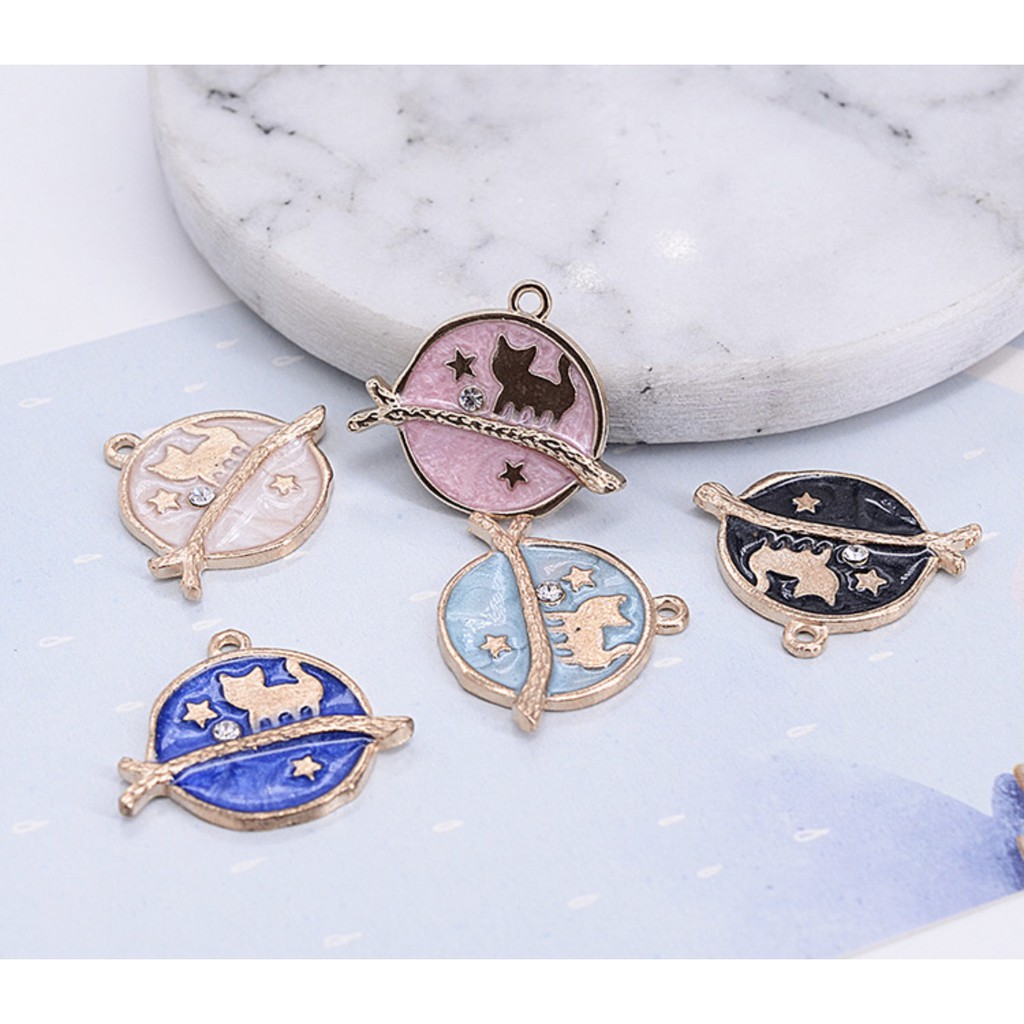 จี้โลหะลายแมว ก้อนเมฆ ดวงดาว จี้ห้อยคอแฟชั่น ราคาต่อหนึ่งชิ้น พร้อมส่ง missdiy  (6)