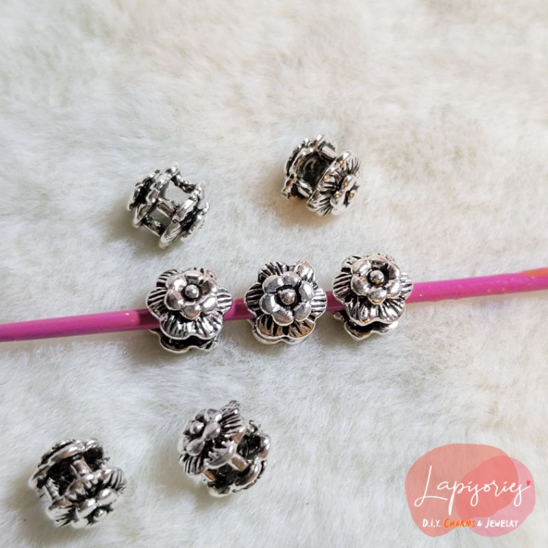 ชาร์มเงินแท้925 ดาว (จิ๋ว) ดอกไม้ ตัวคั่นหิน ตัวตกแต่งกำไล diy เม็ดคั่น CHARM