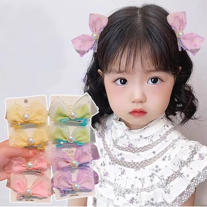 ชุดกิ๊บติดผม ประดับโบว์ และไข่มุก รูปหูกระต่ายน่ารัก สไตล์เกาหลี สําหรับผู้หญิง