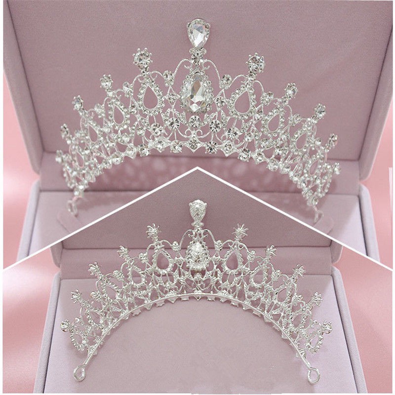 ชุดเครื่องประดับสร้อยคอต่างหูมงกุฎคริสตัล Rhinestone