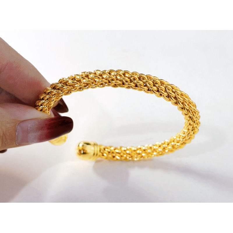 ชุบทอง 24k กำไล ดีไซน์ แฟชั่น สวยเท่ ลาย Twisted rope