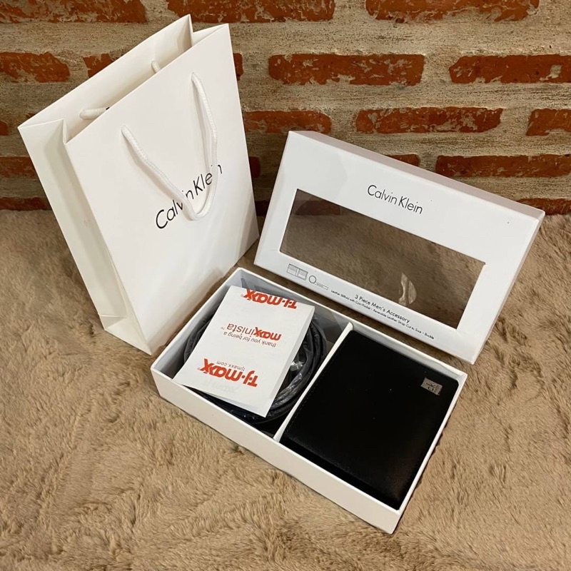(ซ1) Leather Belt & Wallet Set   ฟรี กล่อง+ถุงกระดาษ