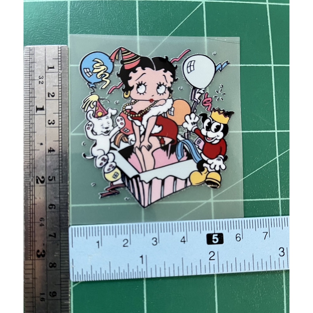 ตัวรีดการ์ตูน Betty Boop ผู้หญิงผมดำเช็กชี่  สติกเกอร์รีดติดเสื้อ