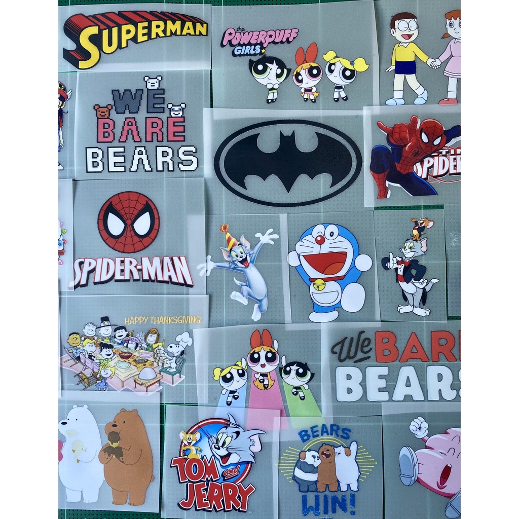 ตัวรีดติดเสื้อการ์ตูน Superman Batman Doraemon   แผ่นฟิมล์รีดร้อน อาร์มรีดติดเสื้อ DIY