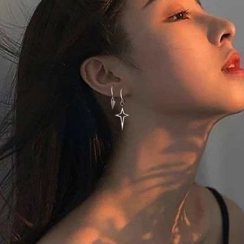 ต่างหู โลหะผสม ทรงไม่สมมาตร สไตล์ฮิปฮอป สําหรับผู้ชาย และผู้หญิง LQZ