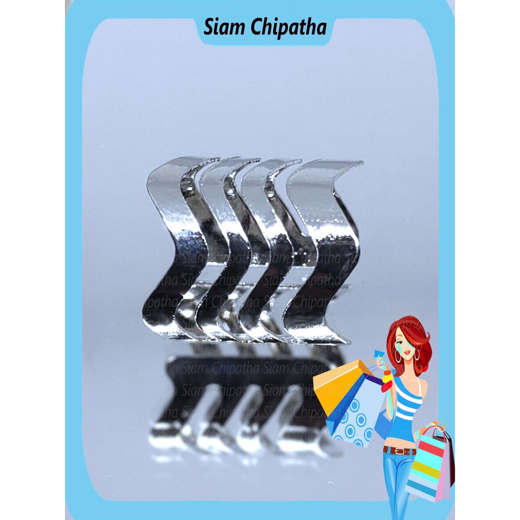 ต่างหู ไม่ต้องเจาะหู ตุ้มหู จิว | CLP . 4W | Punk Rock Ear Clip Cuff Wrap Earrings No piercing | Flat Wave 4 layer - 1 ข้าง