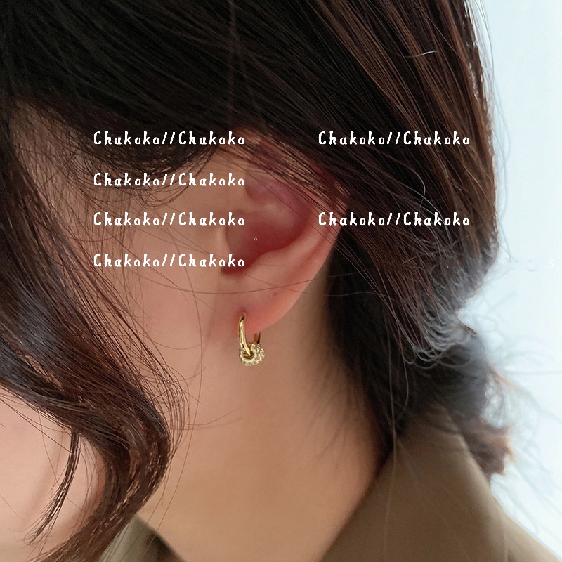 ต่างหูวงกลม เรขาคณิต สีทอง ขนาดเล็ก เข้ากับทุกการแต่งกาย แบบเรียบง่าย สไตล์เกาหลี