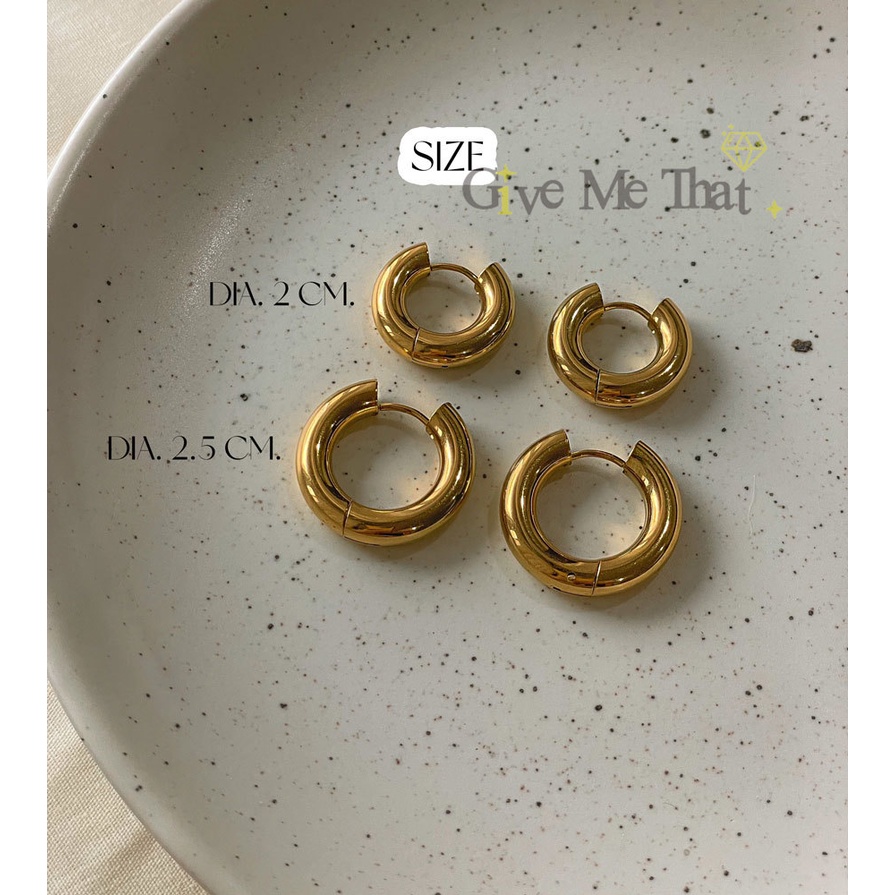 ต่างหูสแตนเลสแท้ แบบติดหู สไตล์มินิมอล Minimal รุ่นห่วงหนาสแตนเลสพรีเมี่ยม Givemethat