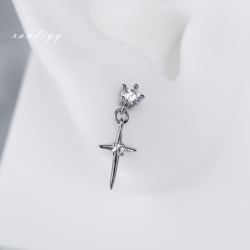 ต่างหูสไตล์ Cool Style Stud สำหรับผู้หญิง Ultra Flash Cross Drop ต่างหูแฟชั่นสกรู Clasp ต่างหู-Ranliyy