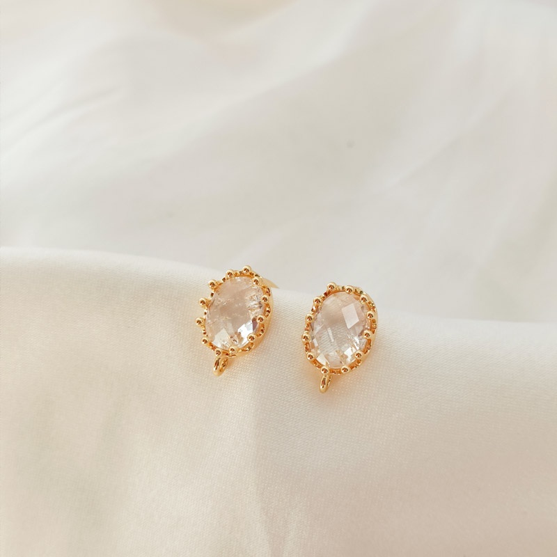 ต่างหูเงิน 925 ประดับเพทาย รูปไข่ ดอกไม้ น้ําแข็ง ทอง 14K พร้อมแหวน เครื่องประดับสตรี
