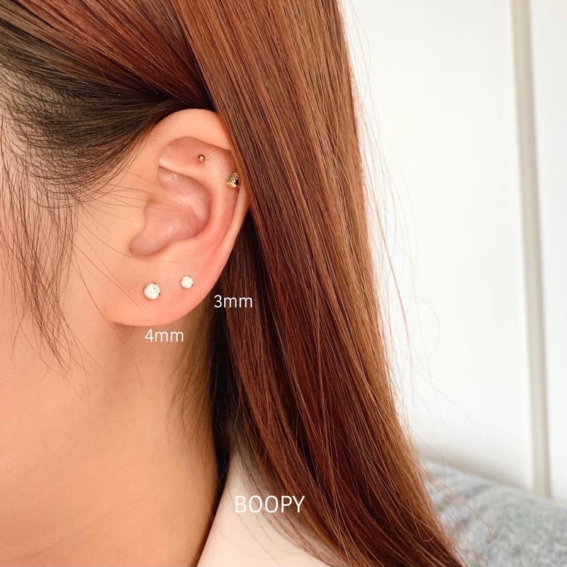 ต่างหูเพชร simple diamond ใส่ติดหูโดนน้ำได้