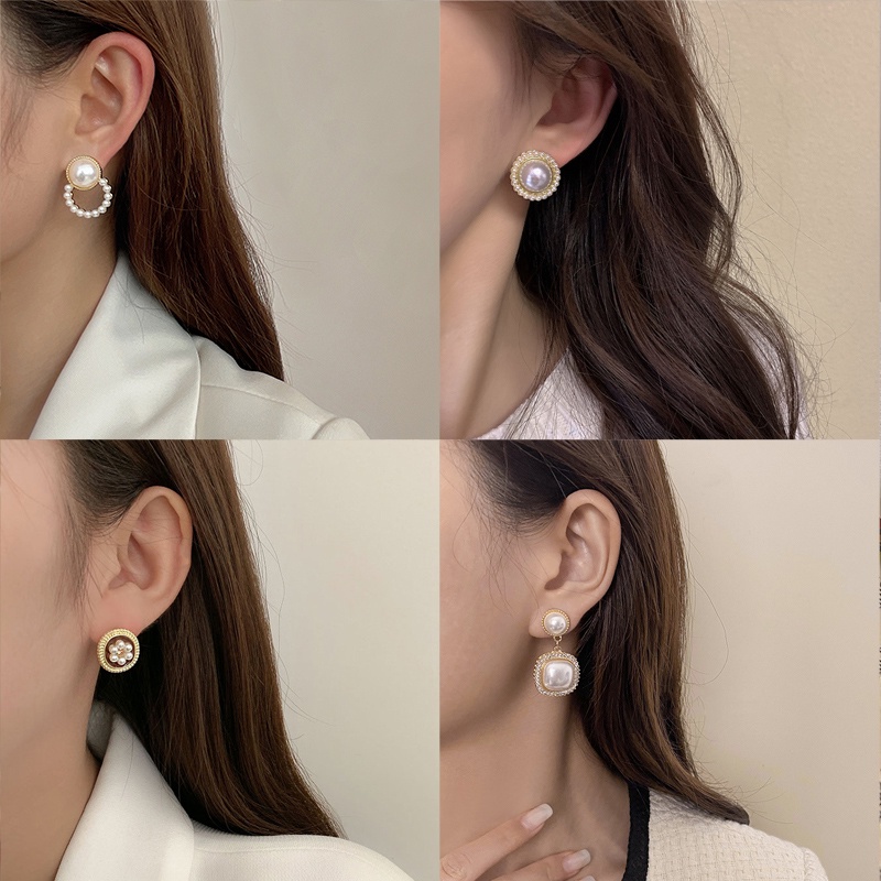 ต่างหูแฟชั่น ประดับมุก หรูหรา ไม่มีรู