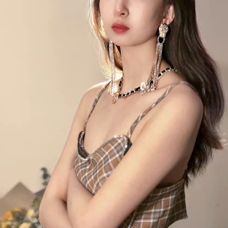 ต่างหูแฟชั่น ประดับเพชร รูปหัวเสือดาว ระดับสูง หรูหรา 1 คู่