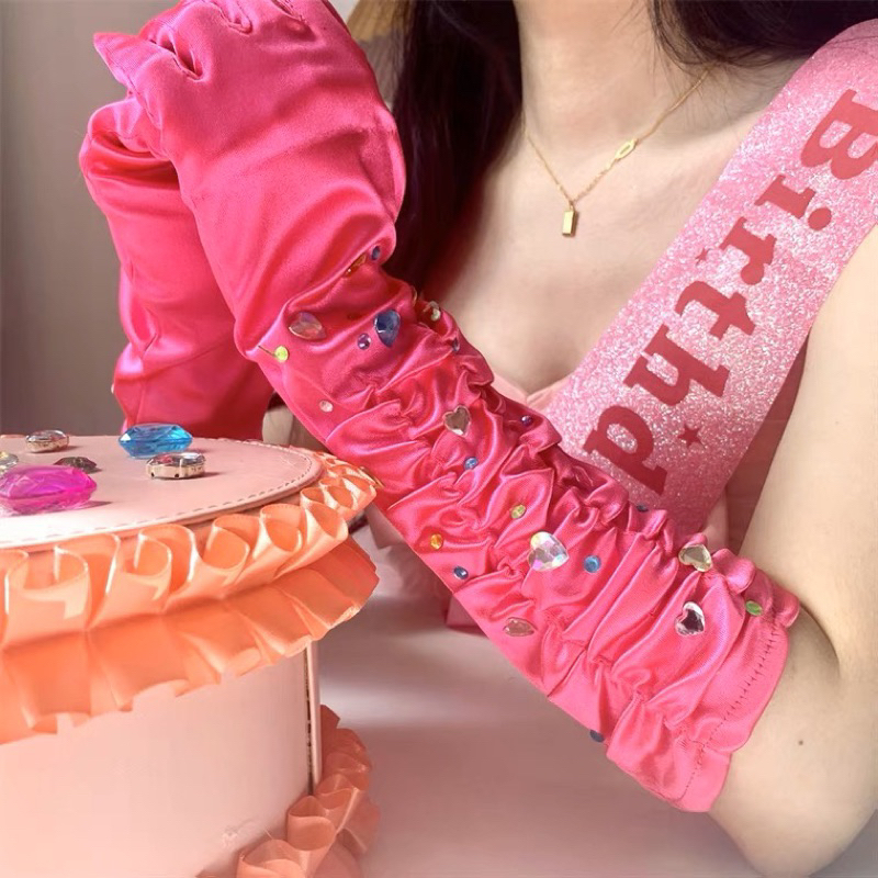 ถุงมือ ตุ๊กตาบาร์บี้เจ้าหญิง งานปาร์ตี้ ร้านไทย(แถมสติกเกอร์หัวใจ)