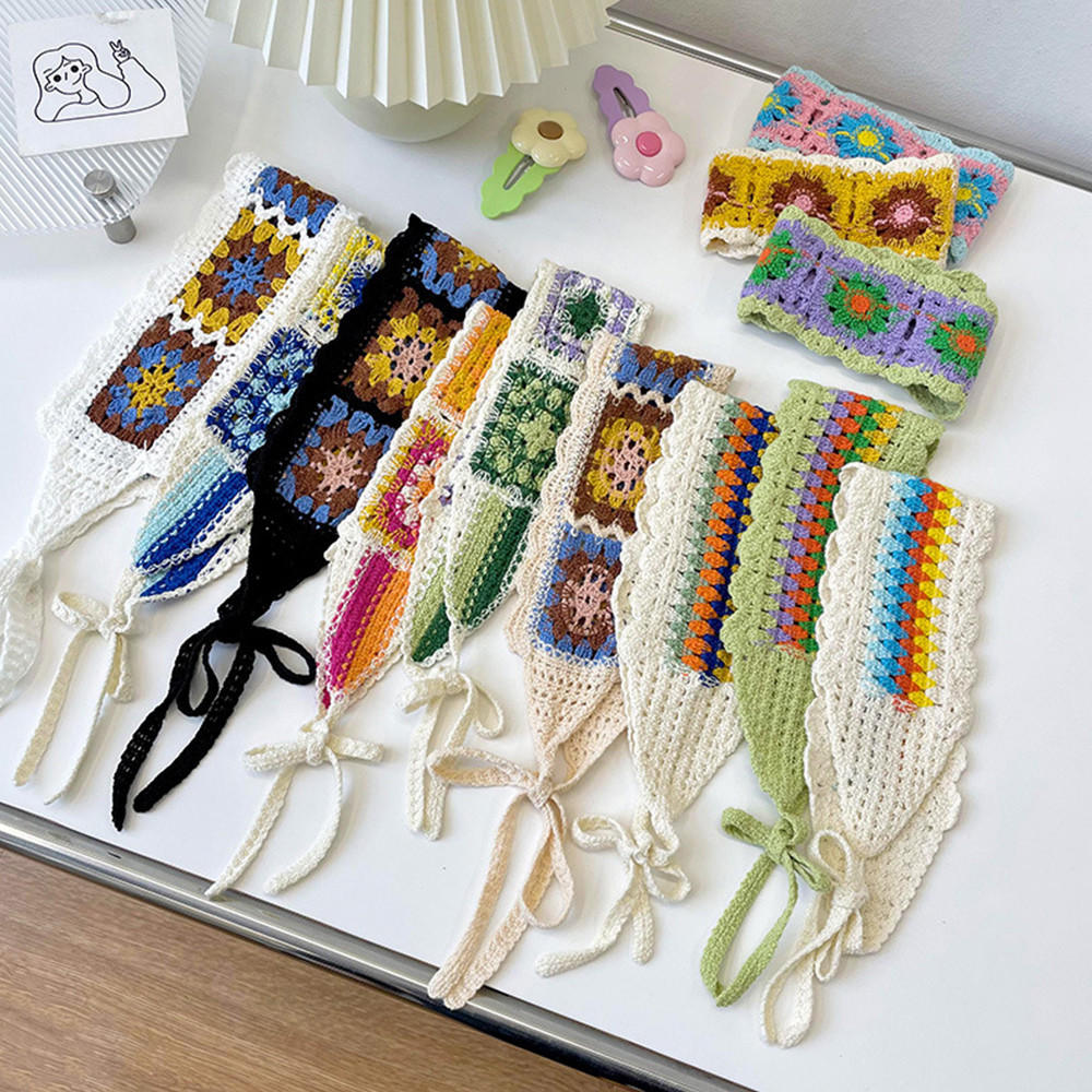 ที่คาดผม ผ้าถัก ยืดหยุ่น หลากสี สไตล์วินเทจ แฮนด์เมด DIY 1 ชิ้น
