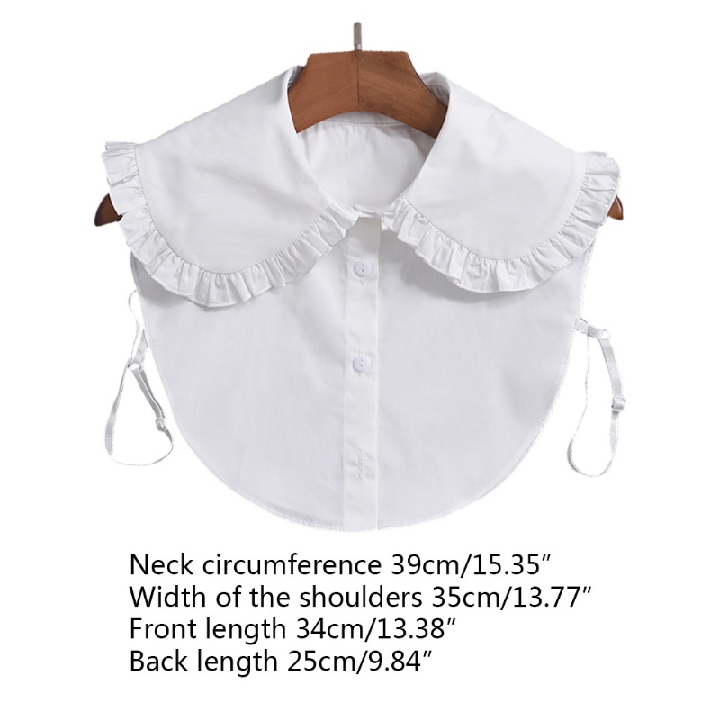 ปกเสื้อเชิ้ตปลอม แต่งระบาย แต่งกระดุม ถอดออกได้ ขนาดใหญ่ สไตล์โลลิต้า สําหรับผู้หญิง