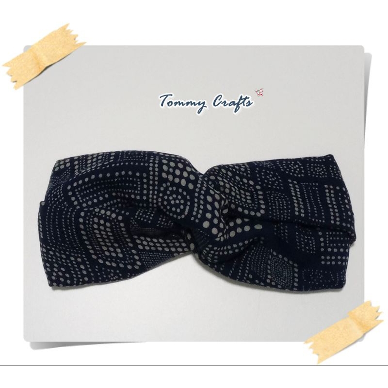 ผ้าคาดผมแบบไขว้ผ้าฝ้ายสาลูสองชั้นกัดลาย Turban twist Headband