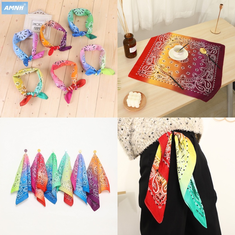 ผ้าเช็ดหน้าวินเทจ ผ้าเช็ดหน้ามัดย้อม  ลายลูกน้ำ paisley cotton แท้