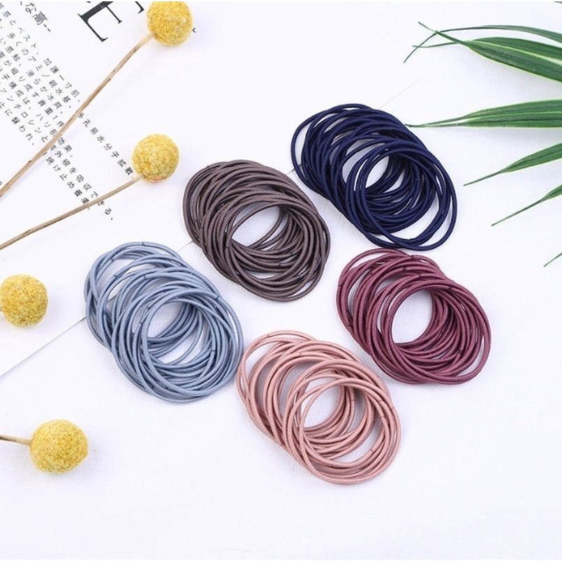 ผ้าโพกศีรษะที่สวยหรู100pcs เชือกผม ยางรัดผม Women
