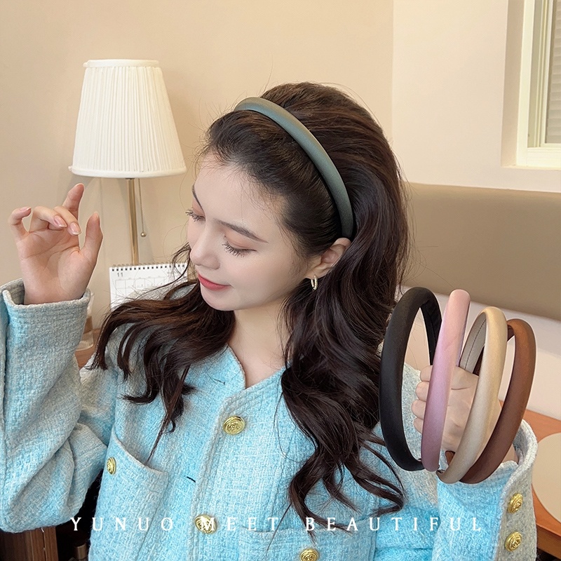 ผ้าโพกศีรษะฟองน้ํา คุณภาพสูง สไตล์เกาหลี ขนาด 1.5 ซม. สําหรับเด็กผู้หญิง
