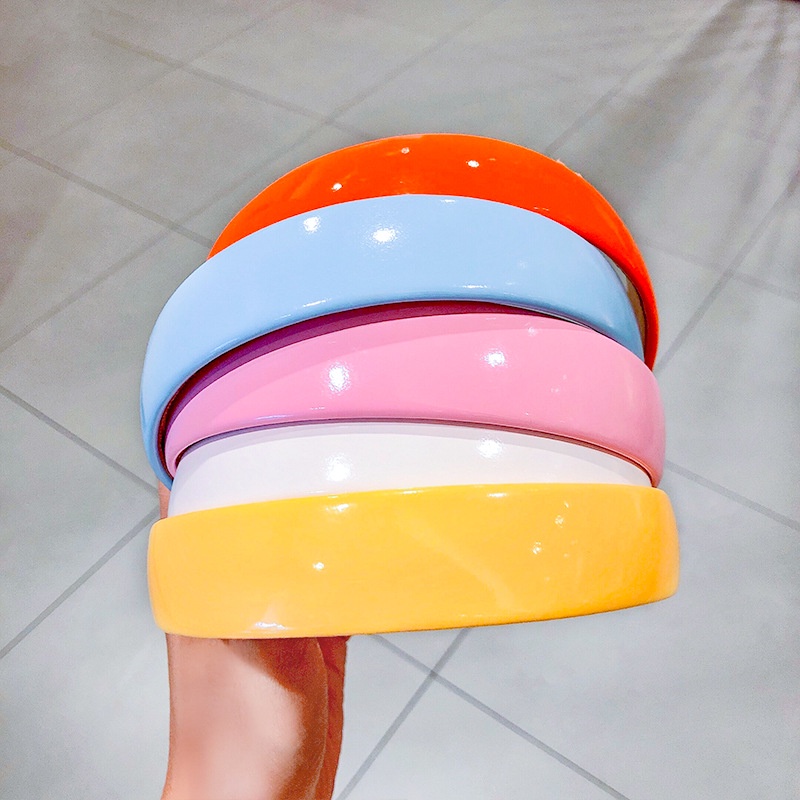 ผ้าโพกศีรษะสายคาดศีรษะหนัง Pu สไตล์เกาหลีสําหรับผู้หญิงสีแคนดี้