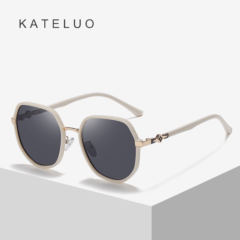 [พร้อมกล่อง] Kateluo A0706 แว่นตากันแดด เลนส์โพลาไรซ์ กรอบขนาดใหญ่ น้ําหนักเบา สําหรับผู้หญิง
