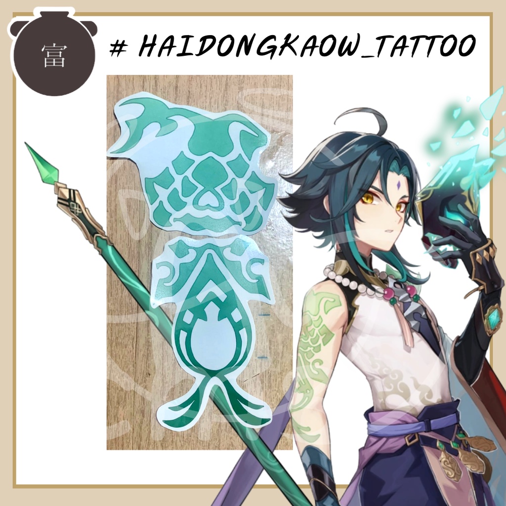 พร้อมส่ง   tattoo แทททู genshin impact เกนชิน อิมแพค xiao , yoimiya , Shinobu , Barbatos