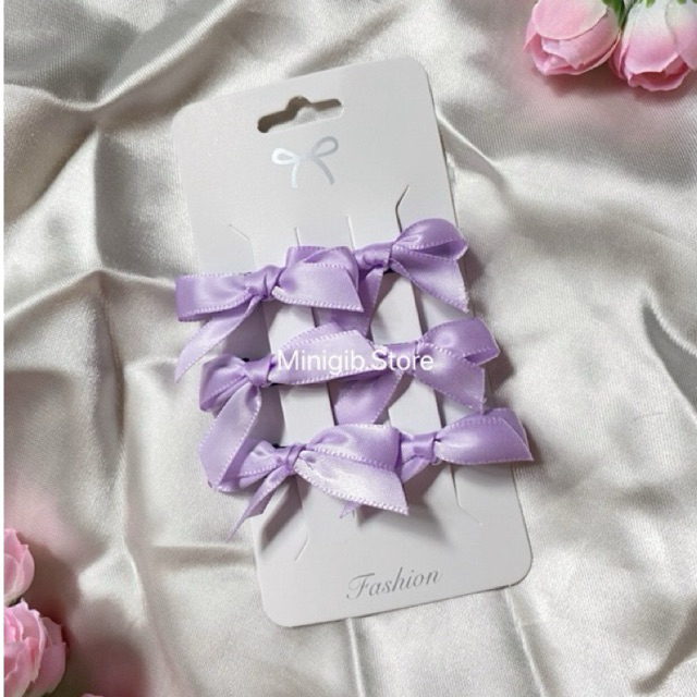 พร้อมส่ง  กิ๊บโบว์จิ๋ว สีม่วง
