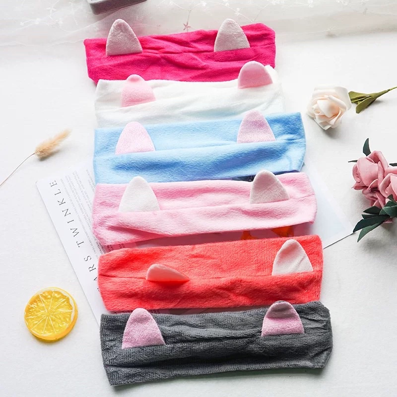 พร้อมส่ง ผ้าคาดผมหูแมว สไตล์เกาหลี ที่คาดผม