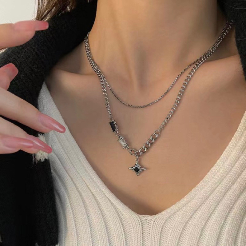พร้อมส่ง สร้อยคอโลหะสไตล์ฮิปฮอปที่แจ็คสันหวังใส่ jackson wang NL265